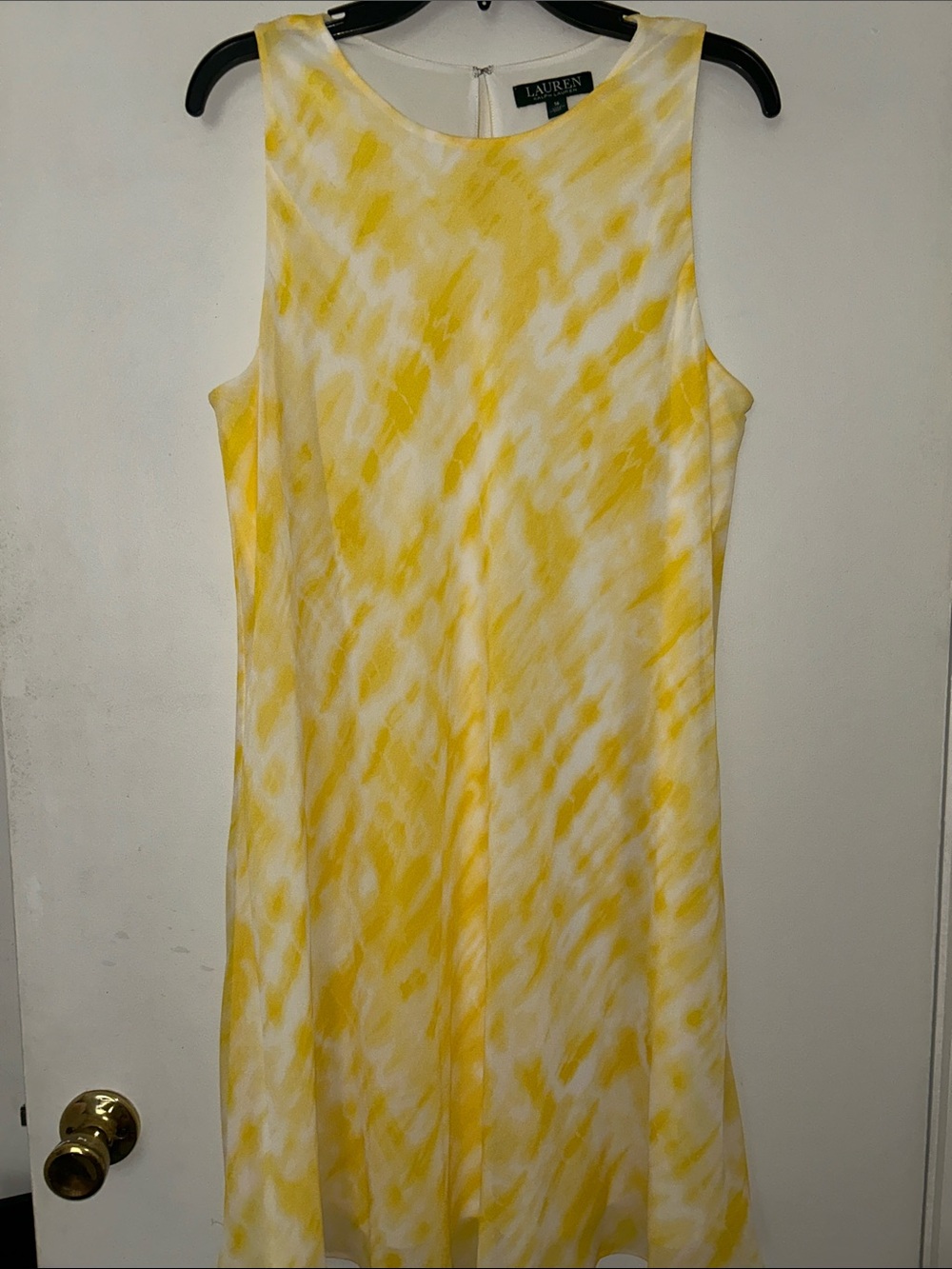 Lauren Ralph Lauren Yellow & White Sleeveless Midi Shift Dress